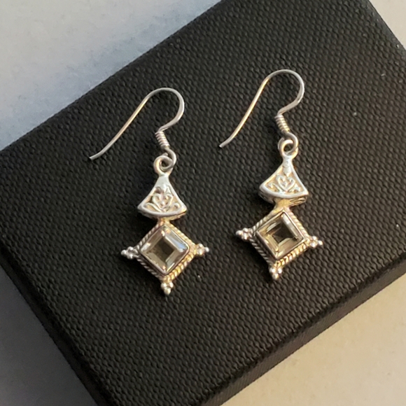 Sterling Silver Citrine Earrings Vintage - Picture 3 of 16